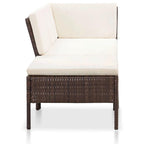 vidaXL 3 Piece Patio Lounge Set with Cushions - Poly Rattan Outdoor Furniture in Brown with Comfortable Cream White Cushions