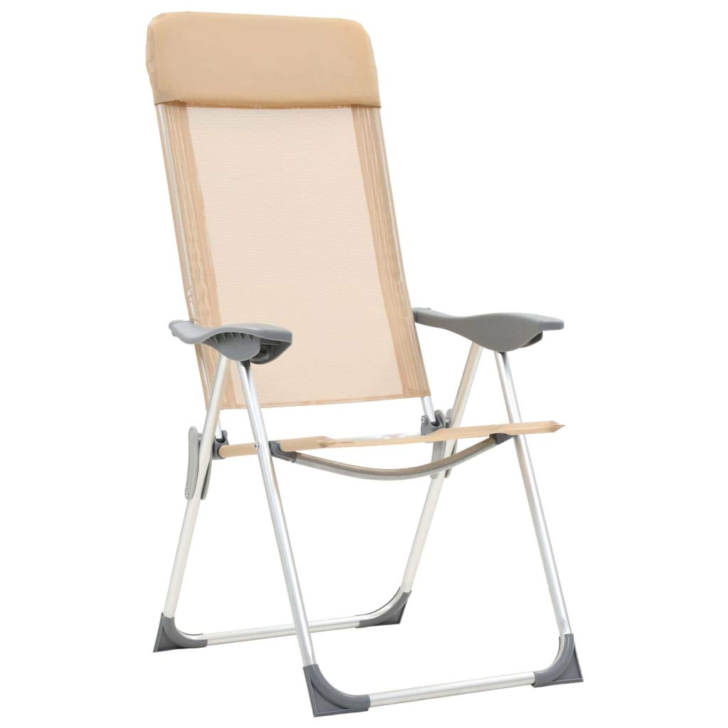 Vidaxl Folding Camping Chairs 2Pcs Aluminum Cream