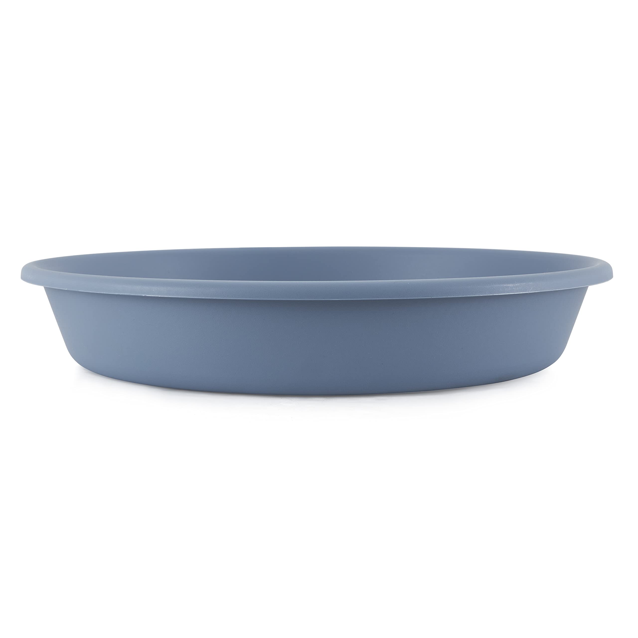 The Hc Companies 14 Inch Round Plastic Classic Plant Saucer - Indoor Outdoor Plant Trays For Pots - 14'X14'X2.5' Slate Blue