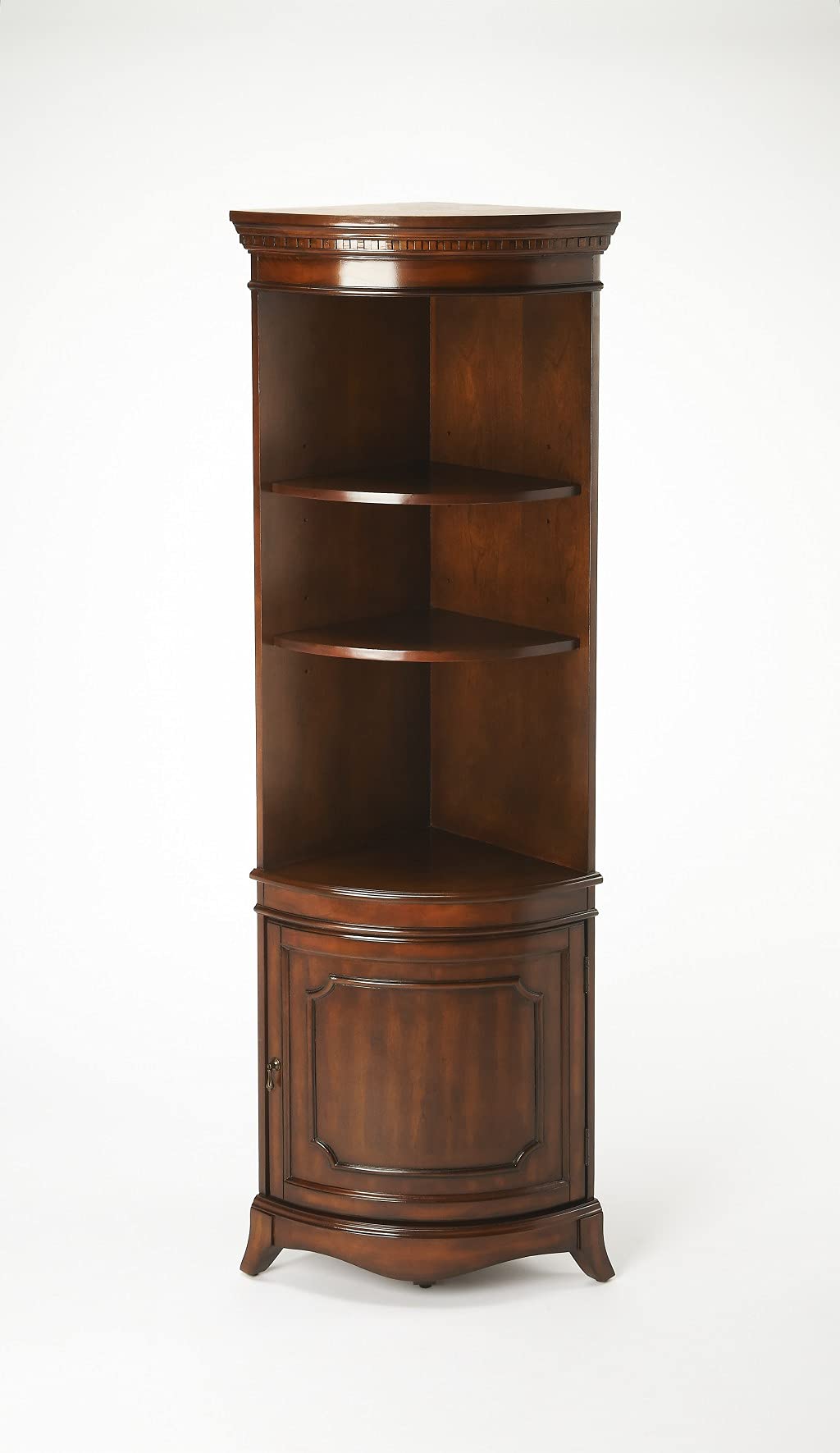 HomeRoots Dark Brown Poplar solids, MDF, cherry veneer Dowling Plantation Cherry Corner Cabinet