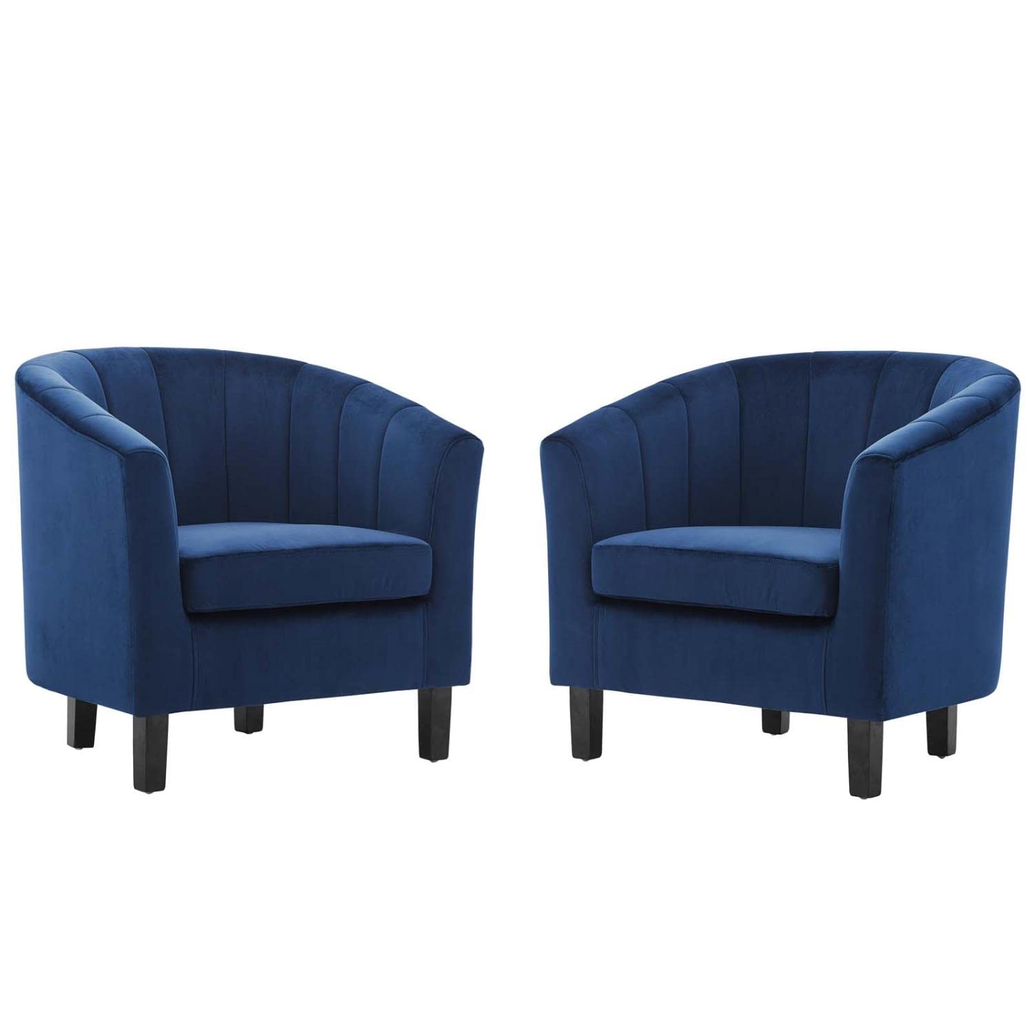 Modway Prospect Channel Tufted Performance Velvet Armchair Set Of 2, Navy
