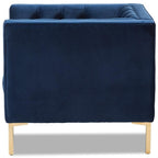 Baxton Studio Zanetta Luxe and Glamour Navy Velvet Upholstered Gold Finished Lounge Chair