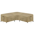 Purefit Outdoor Sectional Sofa Cover Waterproof V Shaped Patio Furniture Covers For Deck, Lawn And Backyard, 100”X100”, Camel