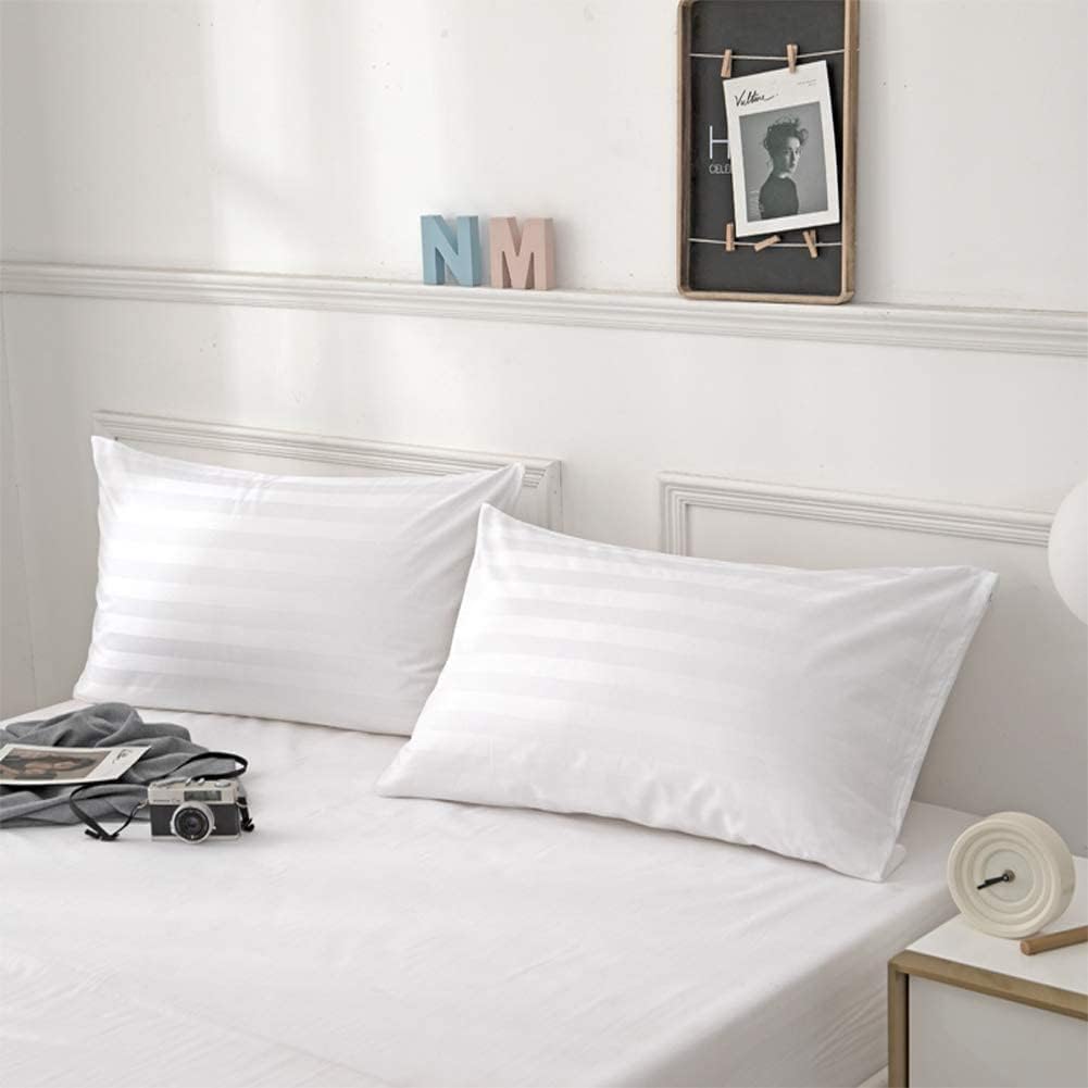 Pillow Protector Queen Size 100% Egyptian Cotton Pillow Covers, 400 Thread Count Sateen Weave Cooling Pillow Cases with Zipper H