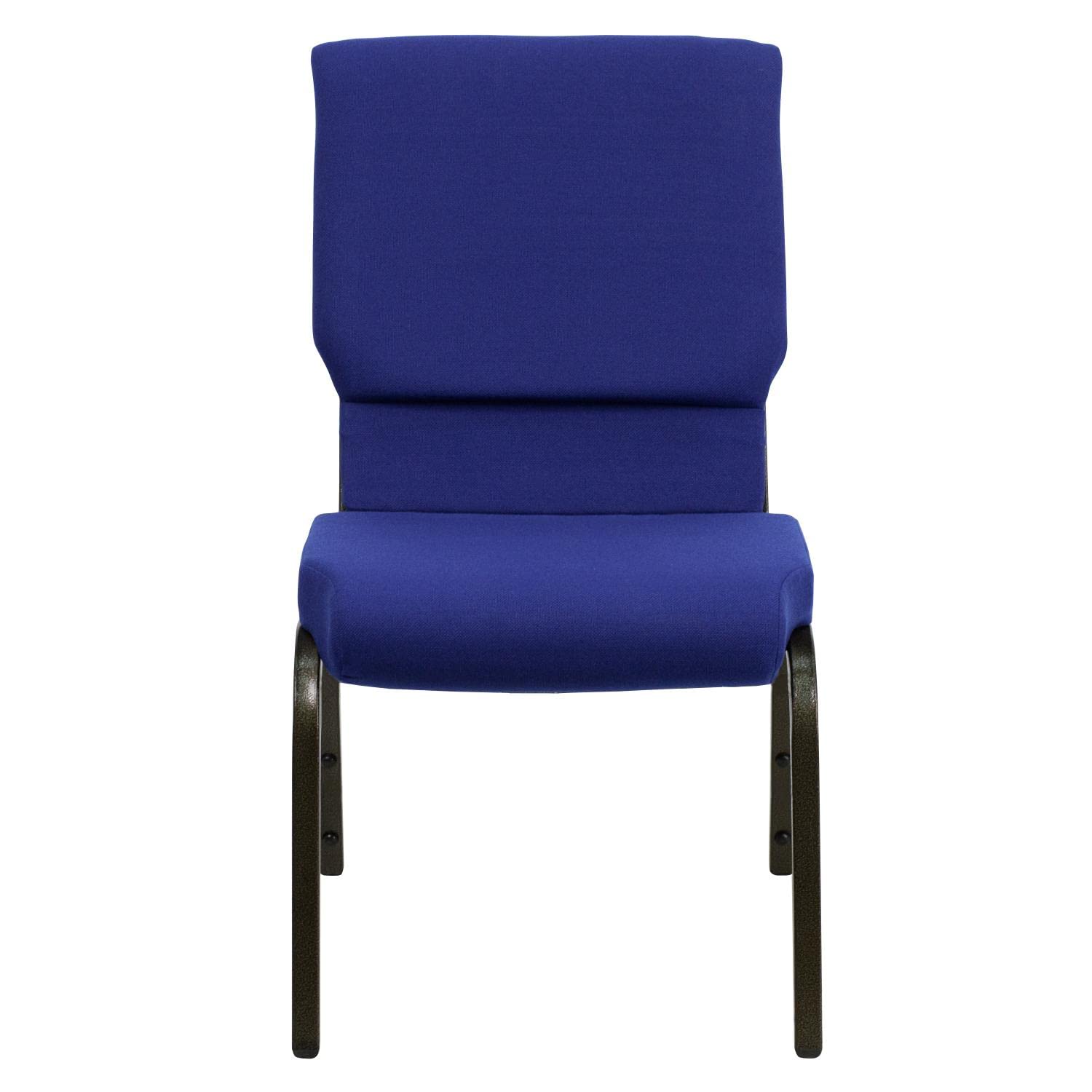 Flash Furniture Hercules Series 18.5''W Stacking Church Chair In Navy Blue Fabric - Gold Vein Frame