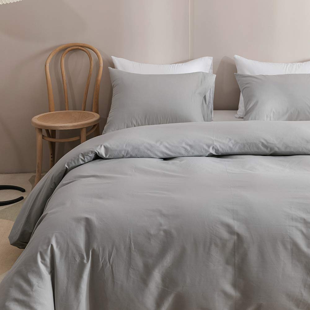 Clothknow Grey Comforter Sets Light Grey Bedding Comforter Set Twin Boys Men Comforter Solid Silver Gray Comforter 3Pcs Gray Bed