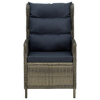 vidaXL Patio Dining Set with Rattan Chairs and Glass Tabletop - Outdoor 9 Piece Dining Set - Adaptable Backrest Reclining Chairs with Cushions - Sleek Black Table - Light Gray Rattan Chairs