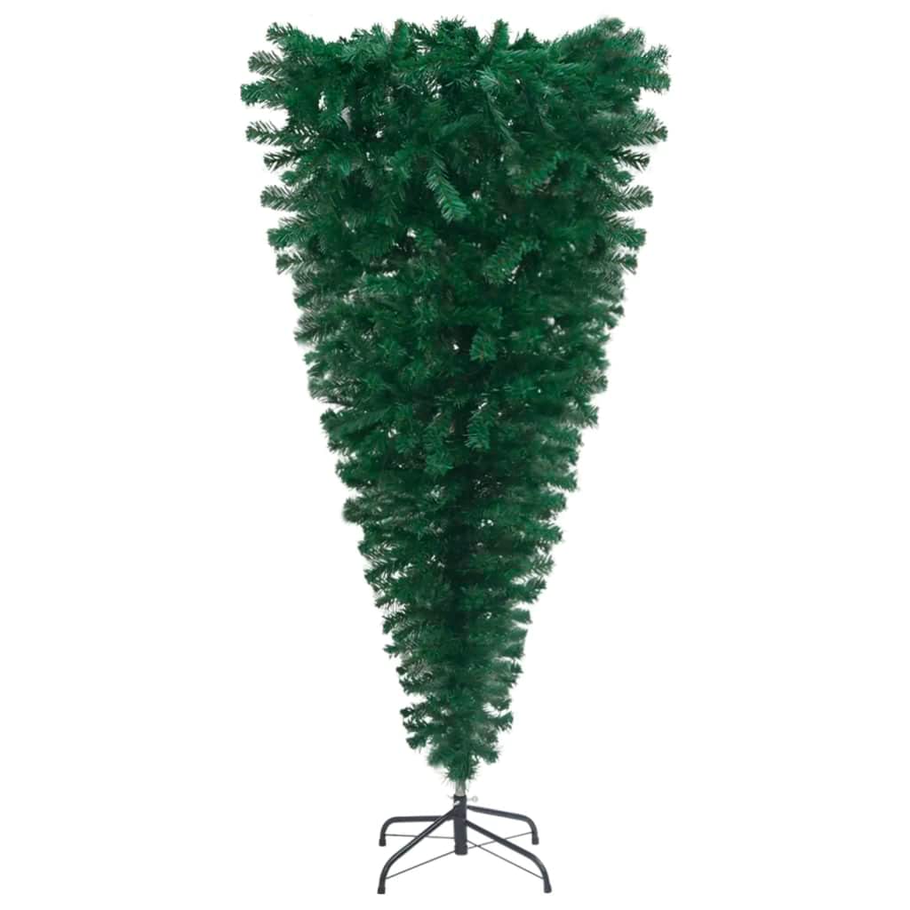 Vidaxl Upside-Down Artificial Christmas Tree With Adjustable Branches And Led Lights, Complete With Gold & Bronze Ball Set, Usb Connector, Economical And Reusable - 94.5&quot; - Green Gold.