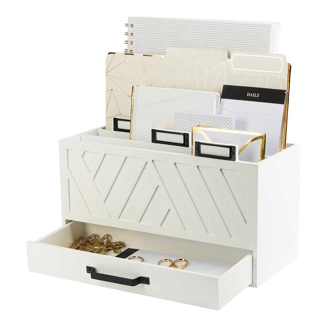 Blu Monaco Mail Organizer For Home - Bill Organizer For Desk - White Wooden Kitchen Mail Organizer Countertop Mail Organizer Wit