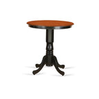 East West Furniture EDQU5-BLK-W 5 Piece Counter Height Dining Set Includes a Round Kitchen Table with Pedestal and 4 Dining Room Chairs, 30x30 Inch, Black & Cherry