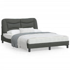vidaXL Full Fabric Bed Frame with Headboard, Dark Gray, 81.9"x55.9"x29.3", Modern Plywood Bed Base with PP Fiber Cushion, Waved Design, Assembly Required