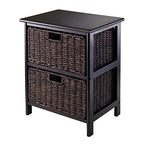 Ergode Wood Omaha Storage Rack: Compact, Sturdy Shelves, 2 Foldable Baskets
