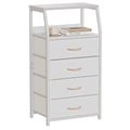 Furnulem Tall 4 Drawers Dresser, Vertical Storage Tower For Bedroom, Hallway, Entryway, Nursery, Closet Organizer, Nightstand Bedside Table Furniture, Sturdy Steel Frame, Wood Top, White