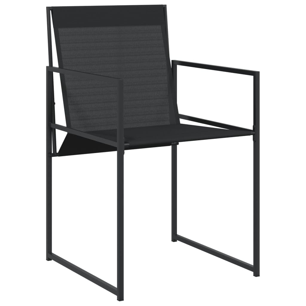 vidaXL Patio Dining Set - 9 Piece Outdoor Black Steel Table and Chairs with Stools, Weather-Resistant Textilene Fabric, Foldable Seating