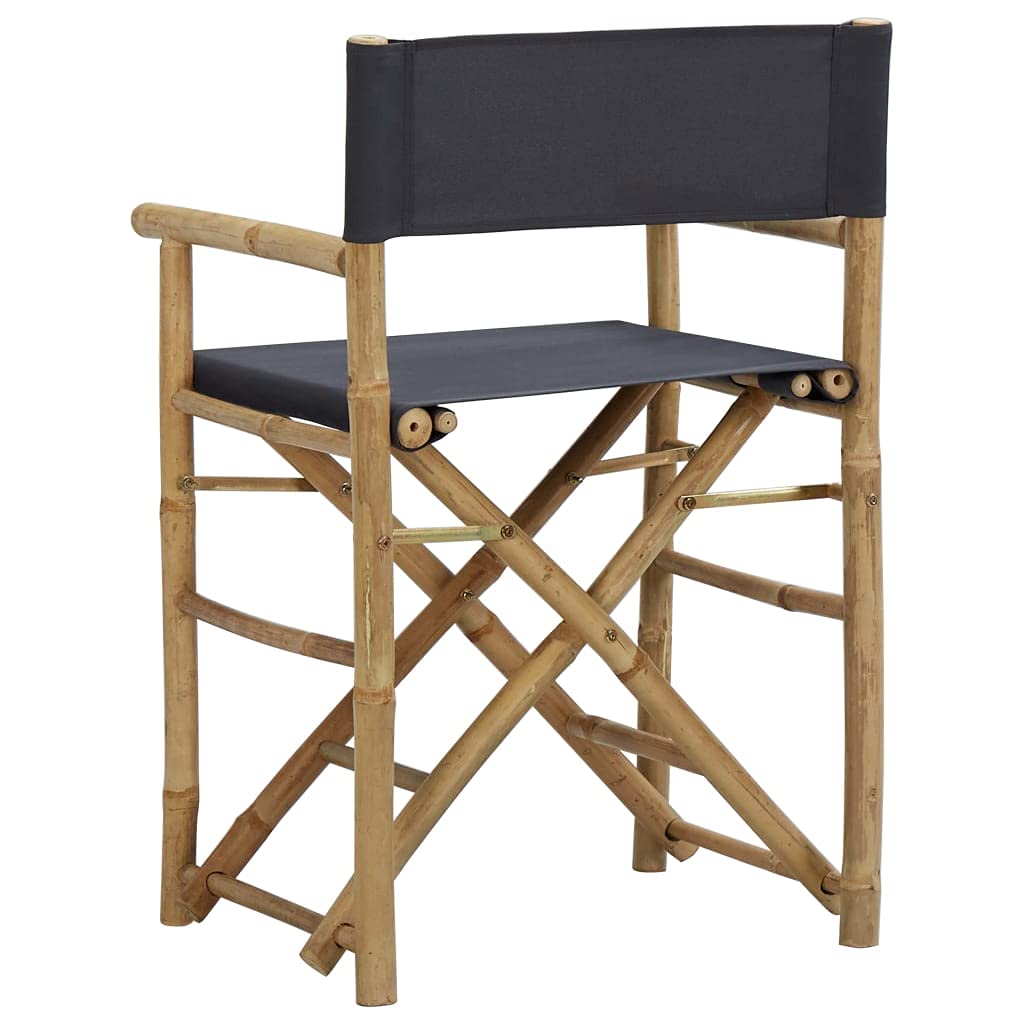 SKM Folding Director's Chairs 2 pcs Dark Gray Bamboo and Fabric