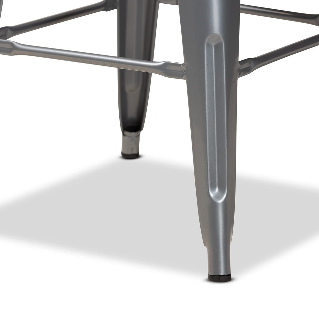 Baxton Studio Horton Modern and Contemporary Industrial Grey Finished Metal 4-Piece Stackable Counter Stool Set