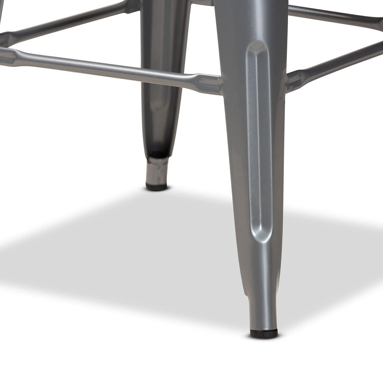 Baxton Studio Horton Modern and Contemporary Industrial Grey Finished Metal 4-Piece Stackable Counter Stool Set