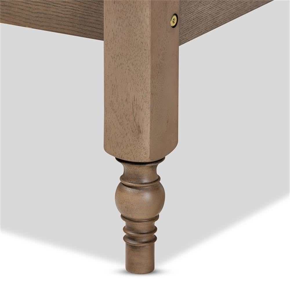 Baxton Studio Laure French Bohemian Weathered Grey Oak Finished Wood Full Size Platform Bed Frame