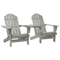 vidaXL Solid Fir Wood Patio Adirondack Chairs with Tea Table Set, Weather Resistant, Comfortable Ergonomic Design, Gray