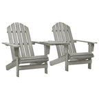 vidaXL Solid Fir Wood Patio Adirondack Chairs with Tea Table Set, Weather Resistant, Comfortable Ergonomic Design, Gray