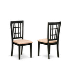 East West Furniture SHNI3-BLK-C 3 Piece Dining Table Set for Small Spaces Contains a Round Kitchen Table with Pedestal and 2 Linen Fabric Upholstered Chairs, 42x42 Inch, Black
