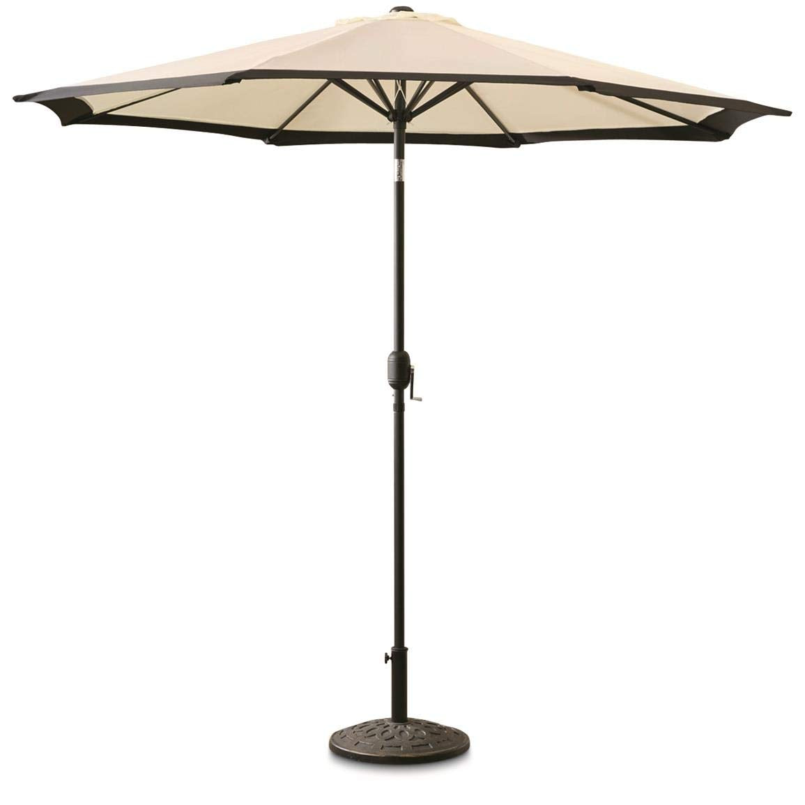 Castlecreek Two-Tone 9' Outdoor Patio Umbrella Push-Button Tilt Sun Shade For Deck, Yard, Backyard, Pool, Khaki/Black