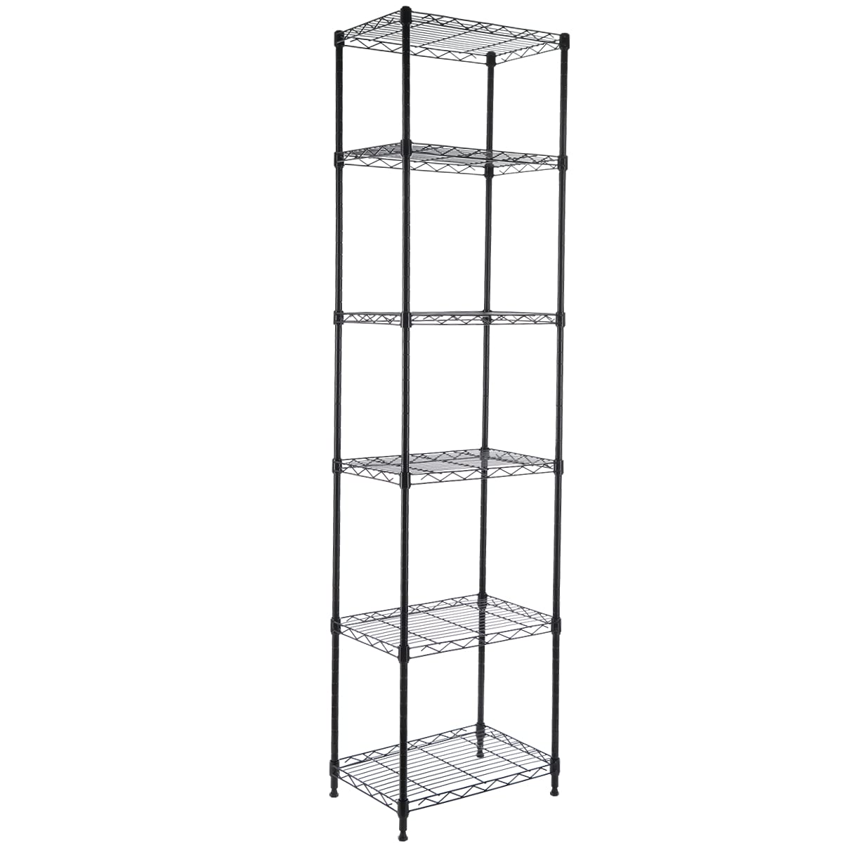 GIOTORENT 6-Tier Storage Shelves Standing Shelving Metal Units, Adjustable Height Wire Shelf Display Rack for Pantry Laundry Bat