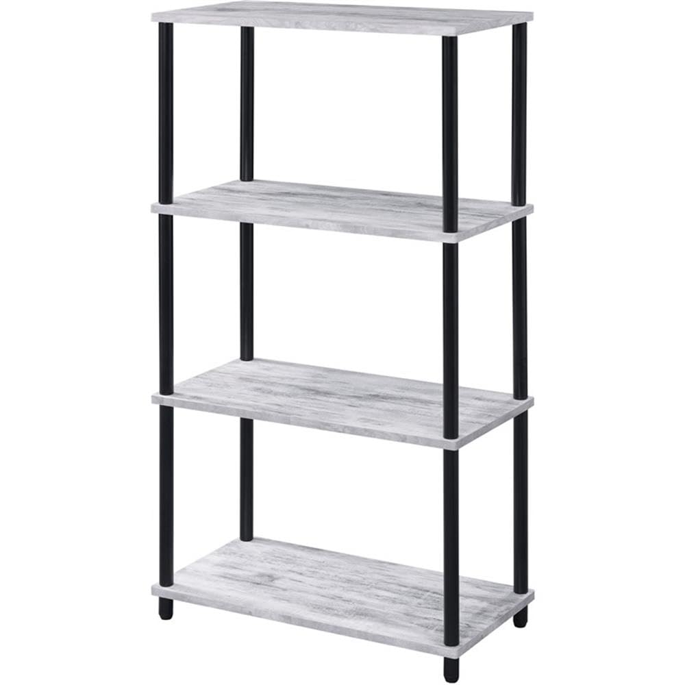 Acme Nypho 4 Wooden Shelves Rectangular Bookshelf In Antique White And Black