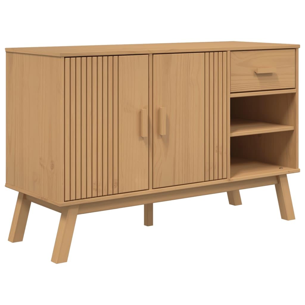 vidaXL Olden Sideboard-Brown, Solid Pine Wood, with 1 Drawer, 2 Doors-Storage Cabinet for Living Room/Dining Hallway, 44.9x16.9x28.9