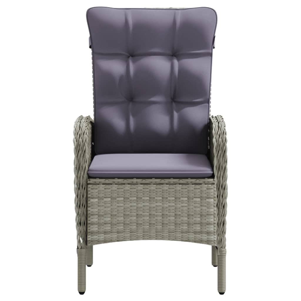 vidaXL 7-Piece Patio Dining Set - Powder-Coated Steel, PE Rattan Chairs, Glass Top Table, Gray/Black, Cushions Included, Outdoor/Garden