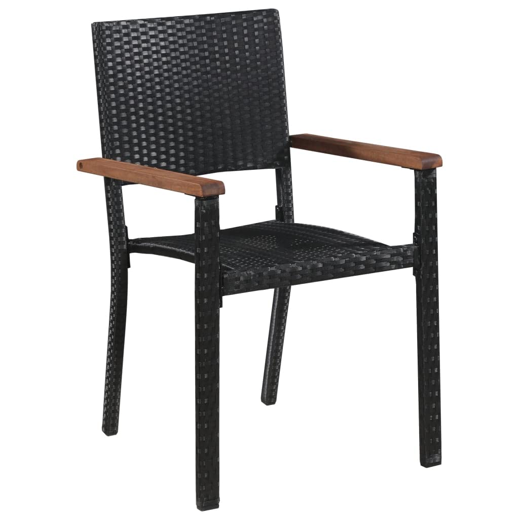 vidaXL Stylish 9-Piece Patio Dining Set in Black | Outdoor Garden Furniture Set with Powder Coated Steel Frames, Glass Tabletop and PE Rattan Chairs