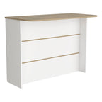DEPOT E-SHOP Britton Kitchen Island with 2-Tier Storage Shelf and Ample Workstation, White/Light Pine