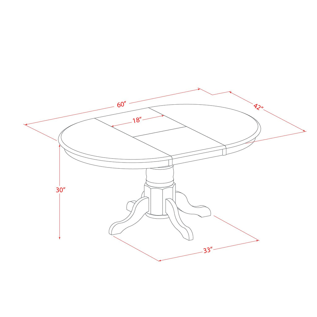 East West Furniture Avon7-Sbr-C 7 Pc Avon Dinette Table Featuring Leaf And 6 Cushion Kitchen Chairs.