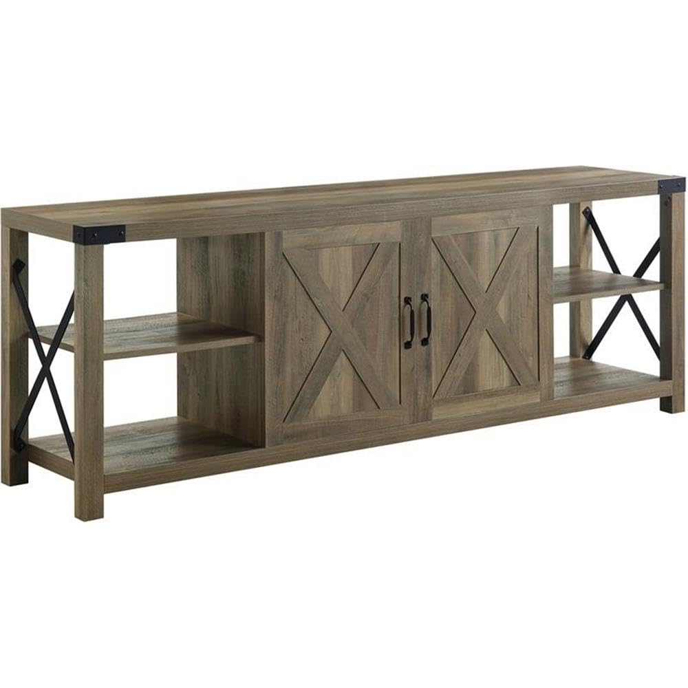 Acme Abiram 2-Door Wooden TV Stand with Compartments in Rustic Oak