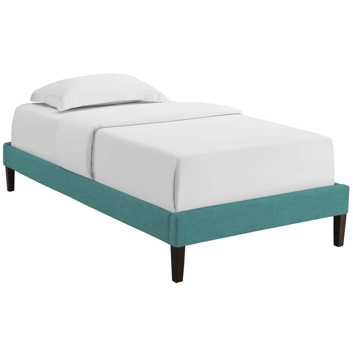 Modway Tessie Upholstered Twin Platform Bed Frame With Wood Slat Support In Teal