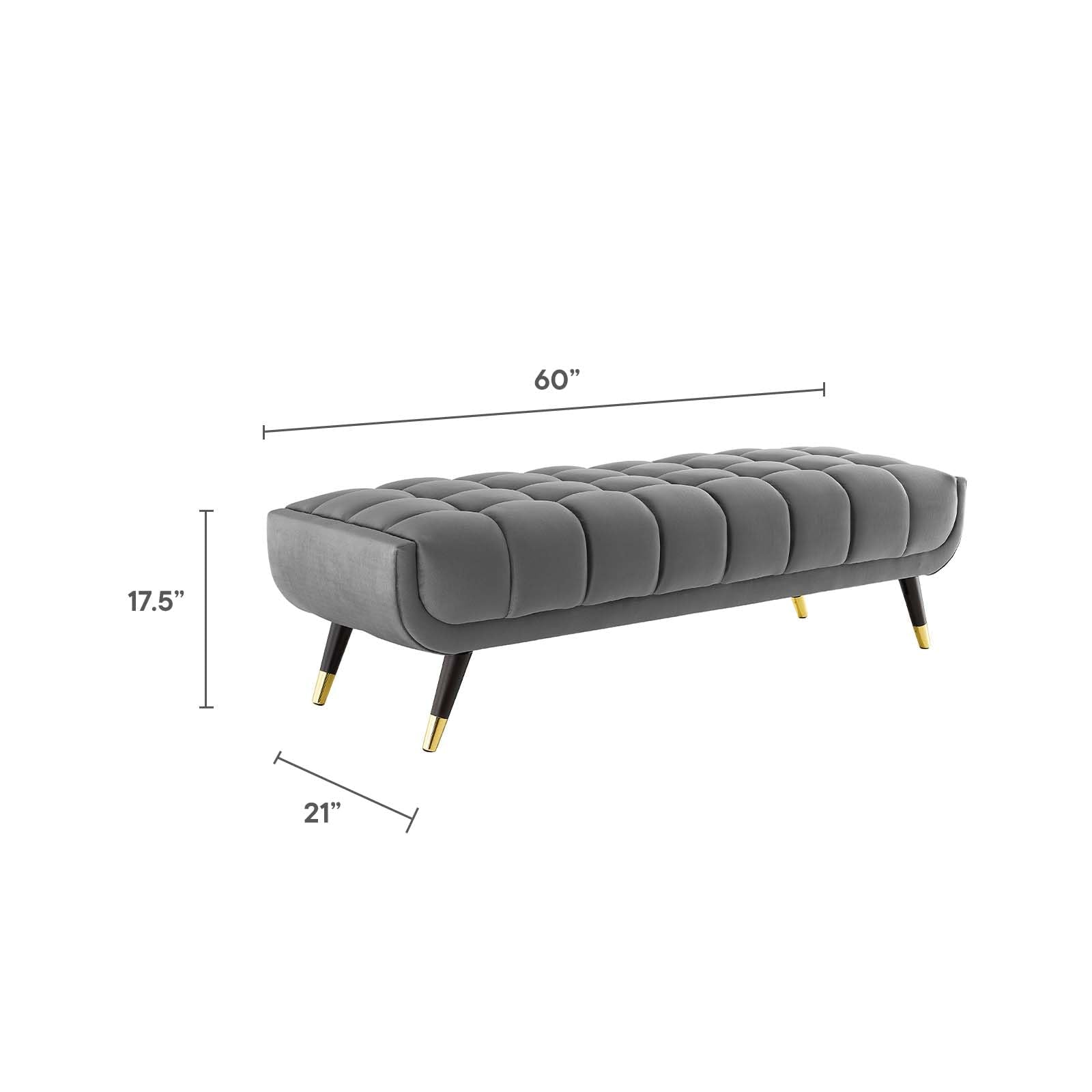 Modway Adept 60&quot; Performance Velvet Bench In Gray