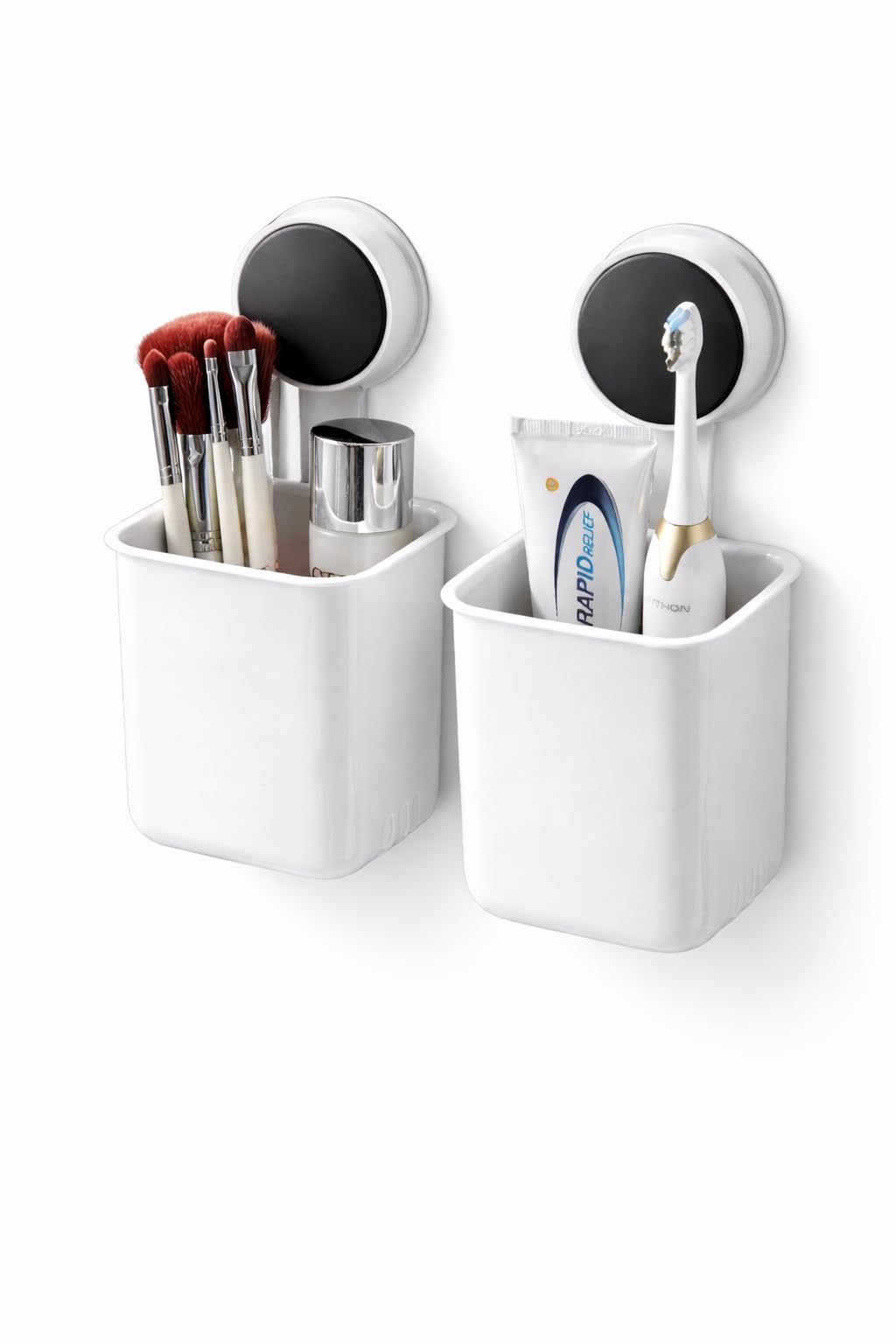 Toothbrush Holder Wall Mount for Bathroom | Wall Mounted Toothbrush Stand with Strong Suction | Plastic Toothbrush Cup Holder | 