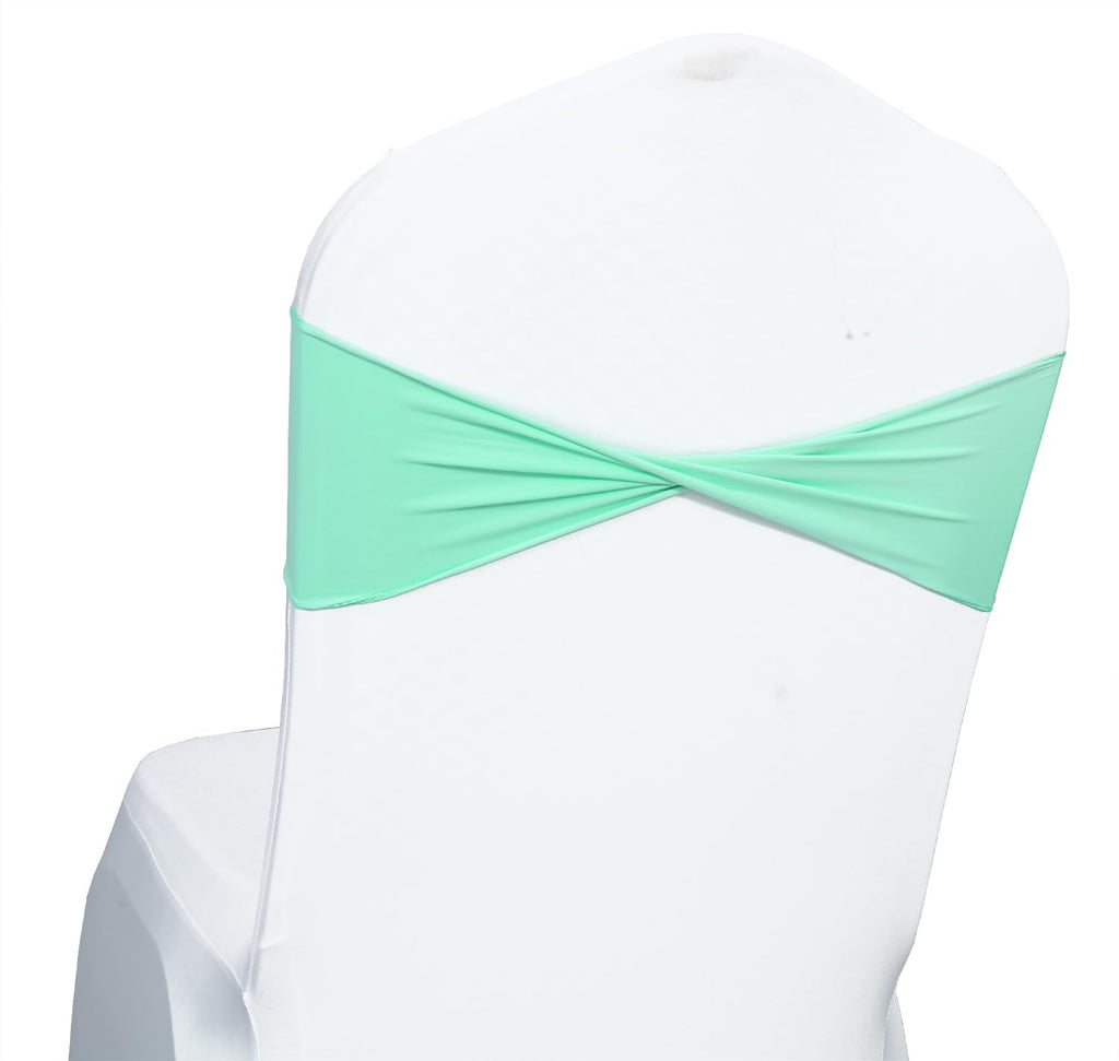 Mds Pack Of 10 Spandex Chair Sashes Bow Sash Elastic Chair Bands Ties Without Buckle For Wedding And Events Decoration Spandex Slider Sashes Bow - Sea Green