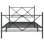 vidaXL Black Metal Bed Frame - Robust Steel Construction with Headboard/Footboard, Supportive Slats, Under-Bed Storage, Elegant Single Bed Design for Bedroom Furniture - 39.4"x78.7"