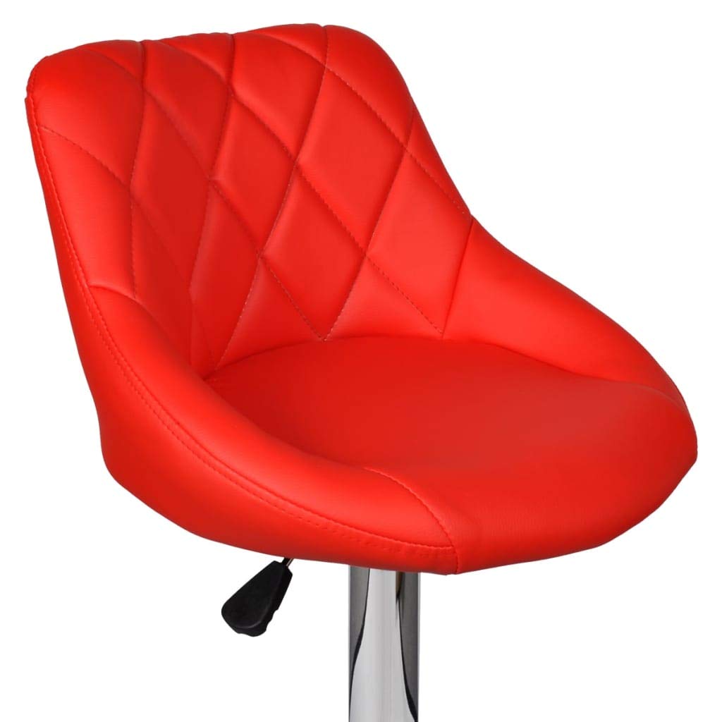 vidaXL 2-Piece Set - Bar Stools in Vibrant Red - Faux Leather Upholstery Featuring Adjustable Height and Comfortable Footrest