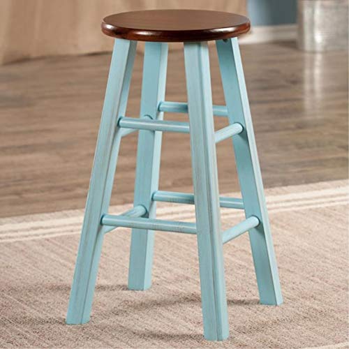 Ergode Wood Ivy 24' Counter Stool - Rustic Light Blue & Walnut Finish - Sturdy Square Legs - Versatile & Stylish - No Assembly Required