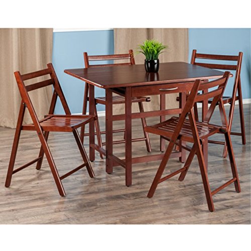 Ergode Wood Perrone High Table Set | Expandable Dining Solution | 2 Stools | Walnut Finish | Space-Saving | 160lbs Weight Limit (94557-VV)