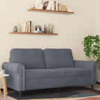 vidaXL 2-Seater Sofa, Dark Gray Velvet - Modern Design Couch with Thick Padded Seats and Armrests for Living Room or Lounge Area