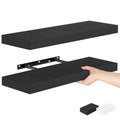 Bellsal Floating Shelves for Wall, Black Engineered Wood Wall Shelf Set of 2, 24'' Wall Mounted Floating Shelf for Kitchen, Livi