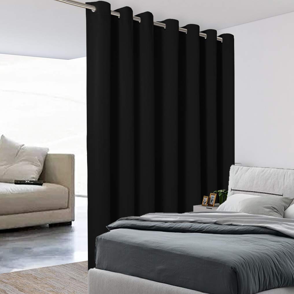 BONZER Extra Wide Room Divider Curtain Total Privacy Wall Noise Reducing Blackout Curtains for Patio Sliding Glass Door, 108L x 