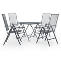 vidaXL Patio Dining Set 5 Piece, Outdoor Dining Set for Garden, Table and Chair for Balcony Dinner, Dining Table, Industrial Style, Steel Anthracite
