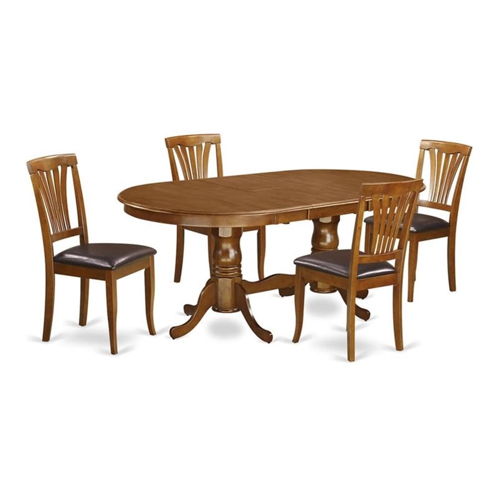 East West Furniture PLAV5-SBR-LC 5 Piece Dining Room Table Set - Thumbnail 2