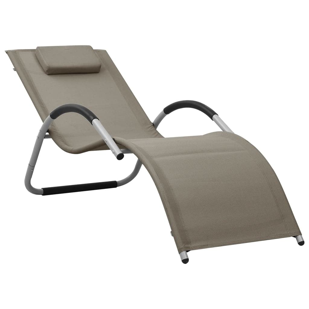 vidaXL Aluminum Patio Sun Lounger Textilene - Weather Resistant Garden Deck Chair with Removable Pillow, Comfortable Seat - Taupe and Gray