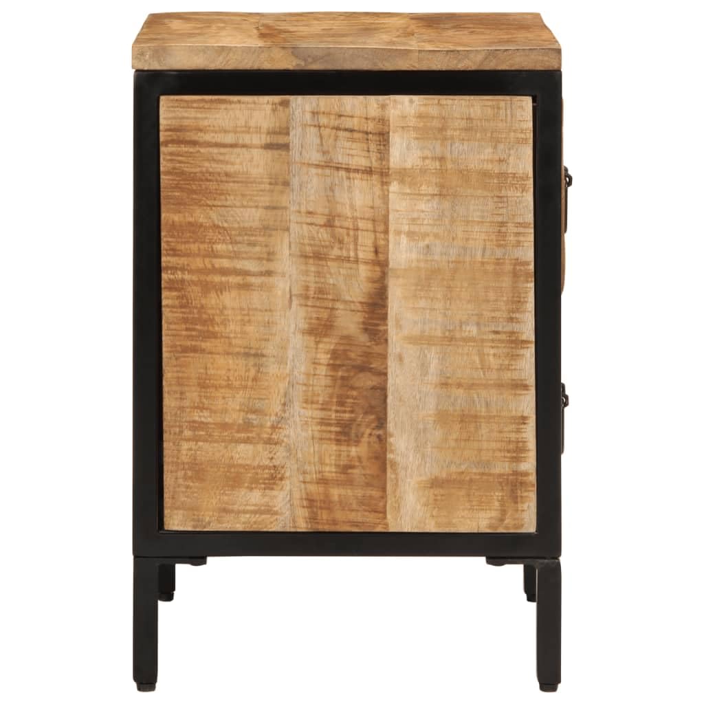 vidaXL Bed Cabinet with 2 Drawers - Solid Rough Mango Wood Nightstand, Brown 15.7"x13.8"x20.9"