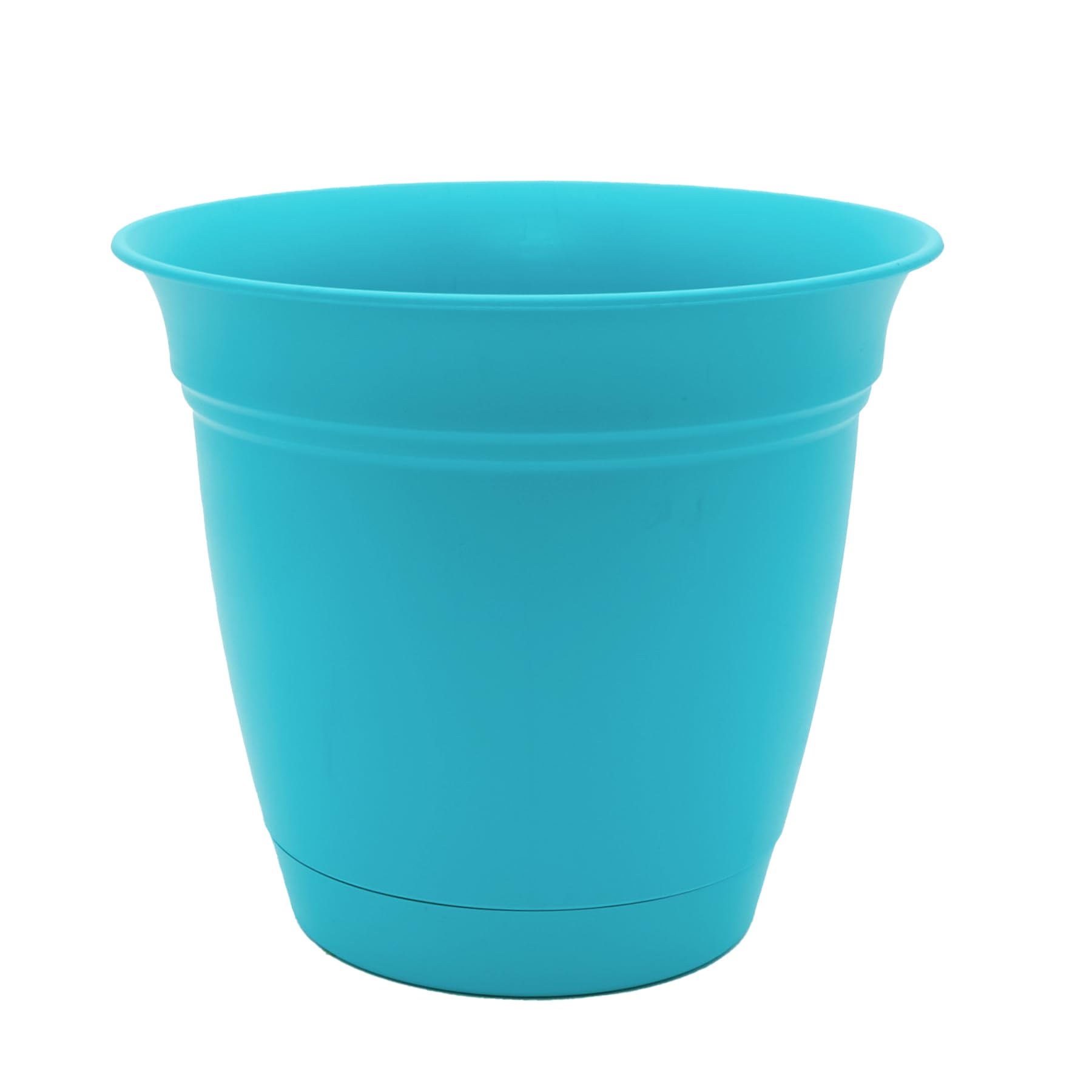 The Hc Companies 12 Inch Eclipse Round Planter With Saucer - Indoor Outdoor Plant Pot For Flowers, Vegetables, And Herbs, Teal